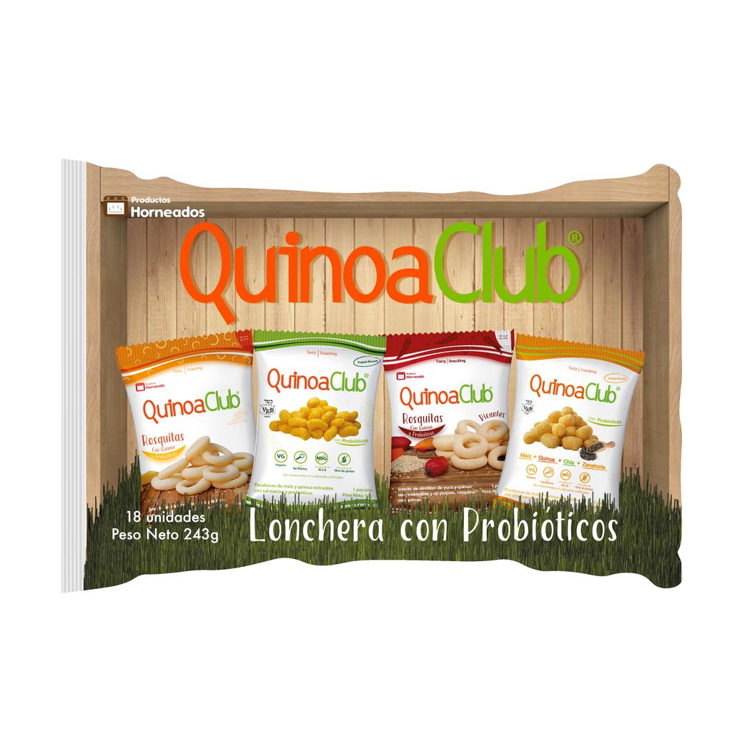 QuinoaClub Loncher Snacks con Quinoa y Probióticos Rosquitas y Puffs 18 Unidades / 12 g / 0.4 oz