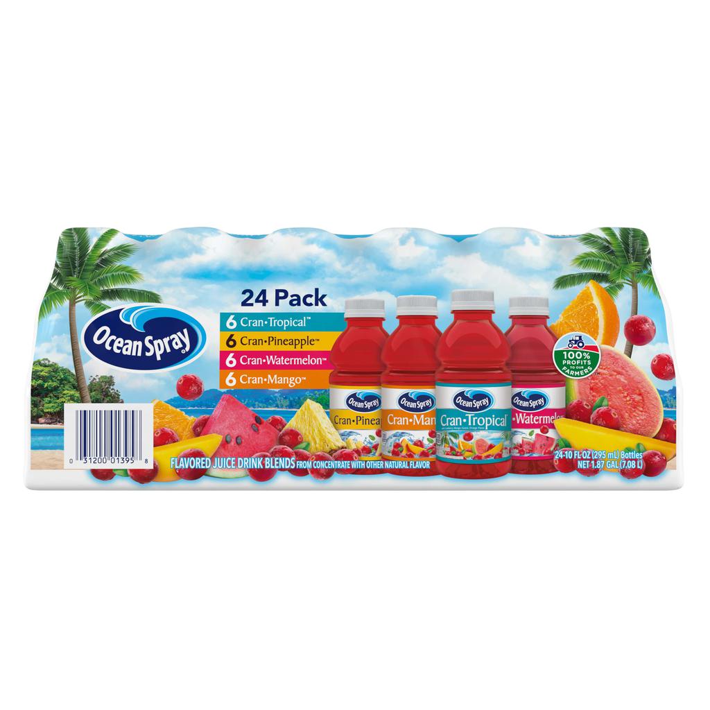 Ocean Spray Jugos Cran Tropicales en Sabores Variados con Vitamina C 24 Unidades / 295 mL / 10 oz