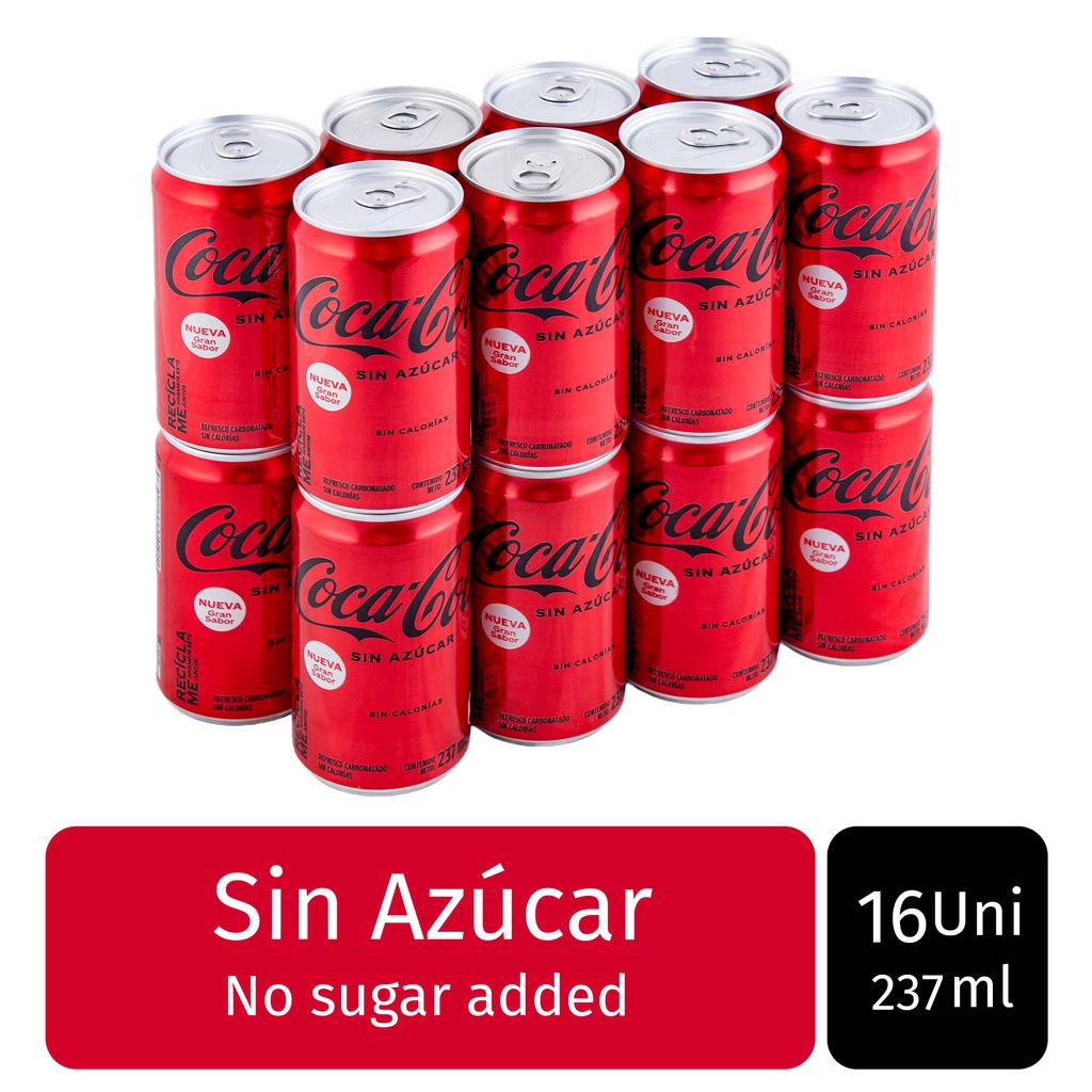 Coca Cola Sin Azúcar 16 Unidades / 237 ml / 8 oz