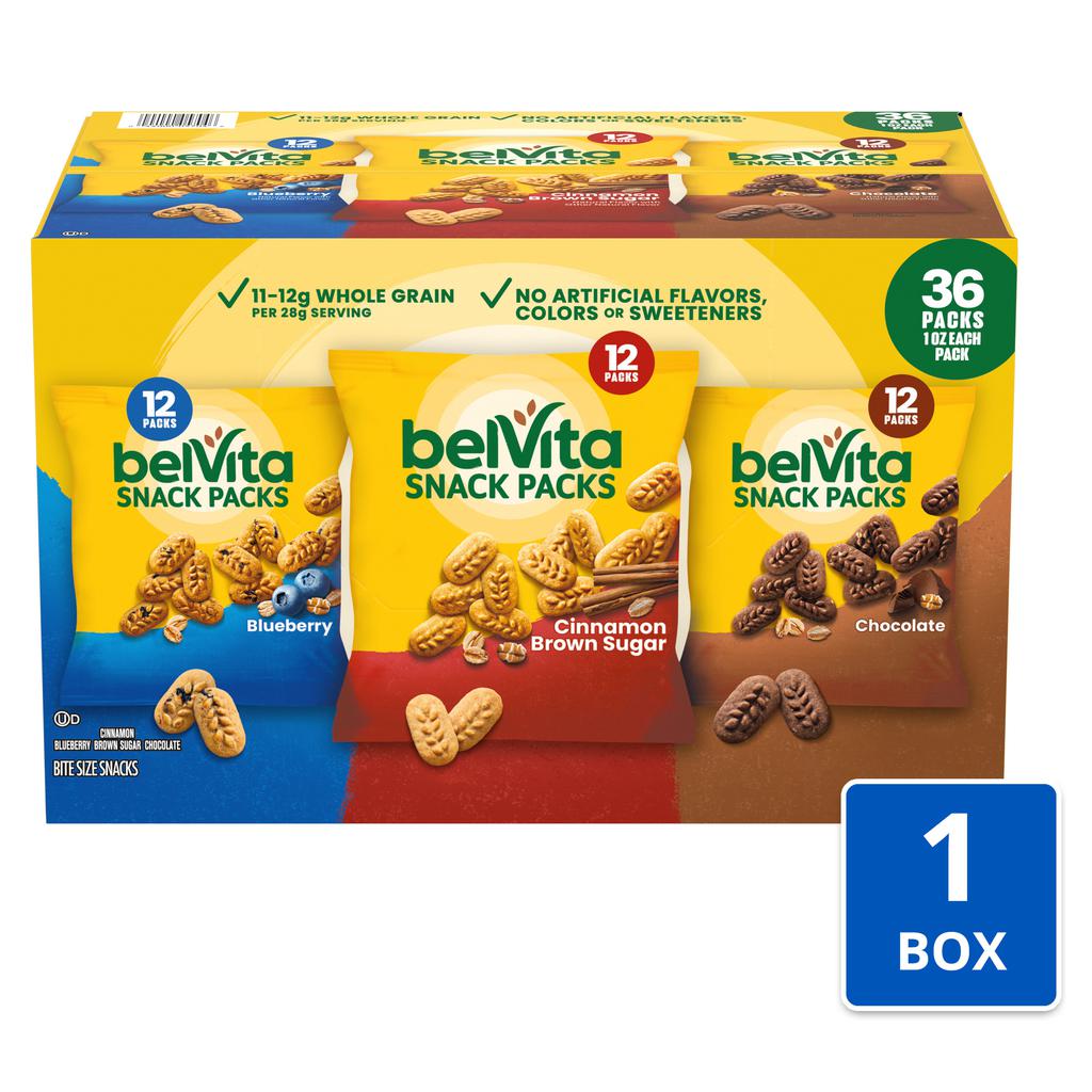 Belvita Aperitivos con Sabor a Arándanos, Canela y Chocolate en Paquete Surtido 36 Unidades / 28 g / 1 oz