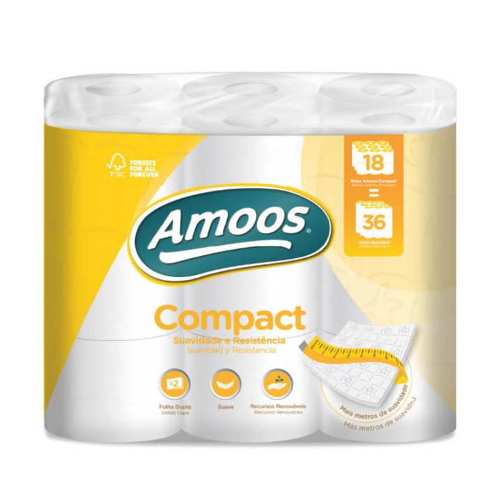 Amoos papel higienico compact doble hoja 266 H 18 rollos paq x 1 -H623212.0