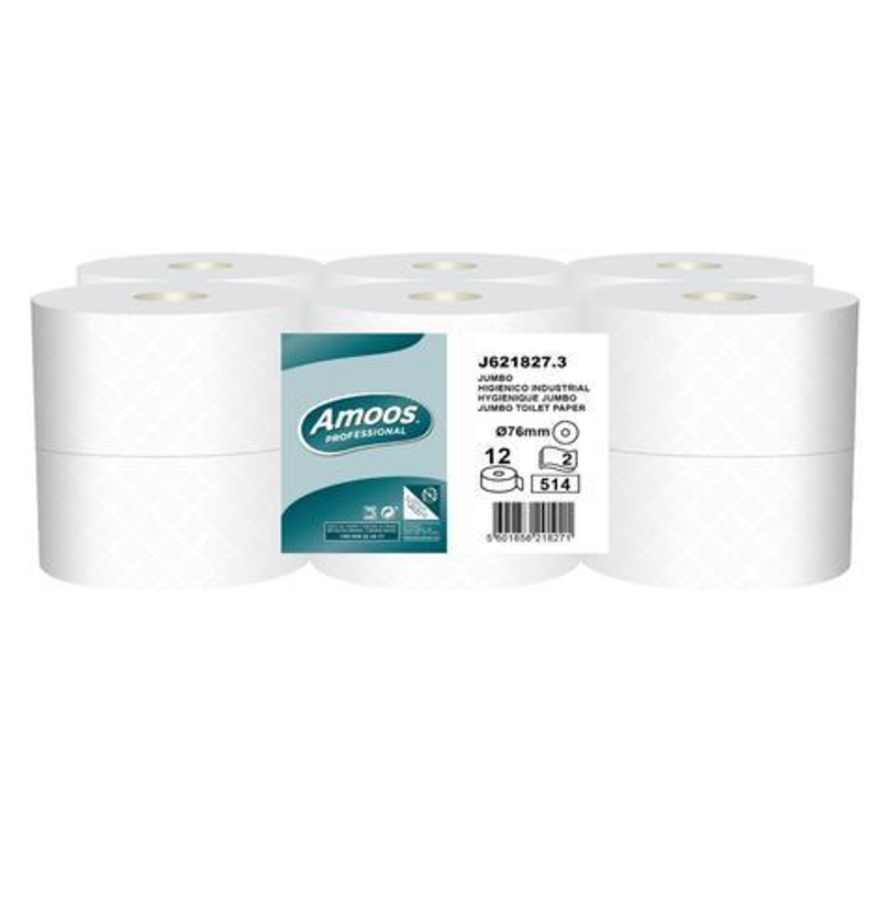 Amoos papel higiénico jumbo doble hoja 180m pack 12 rollos J621827.3
