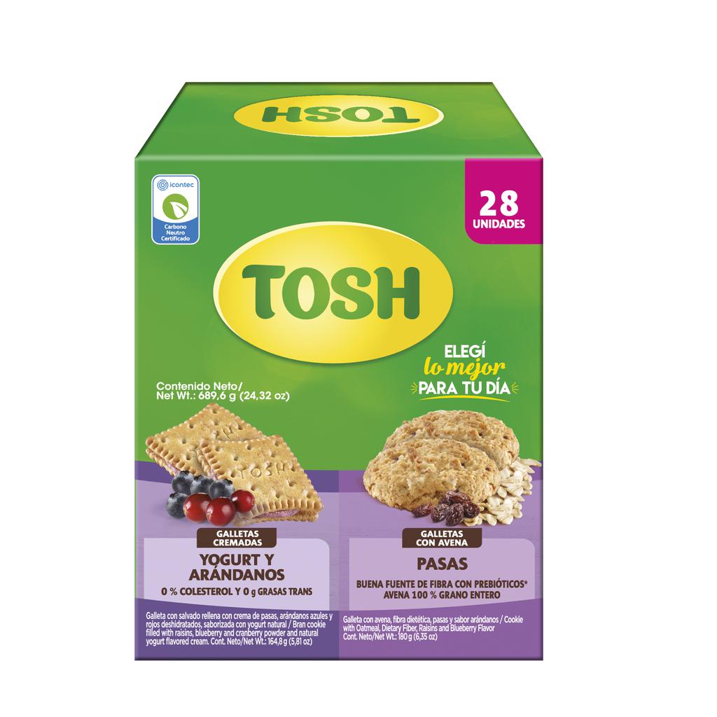 Tosh Galletas con Avena y Galletas con Crema Sabor a Yogurt y Arándanos 28 Unidades / 24 g