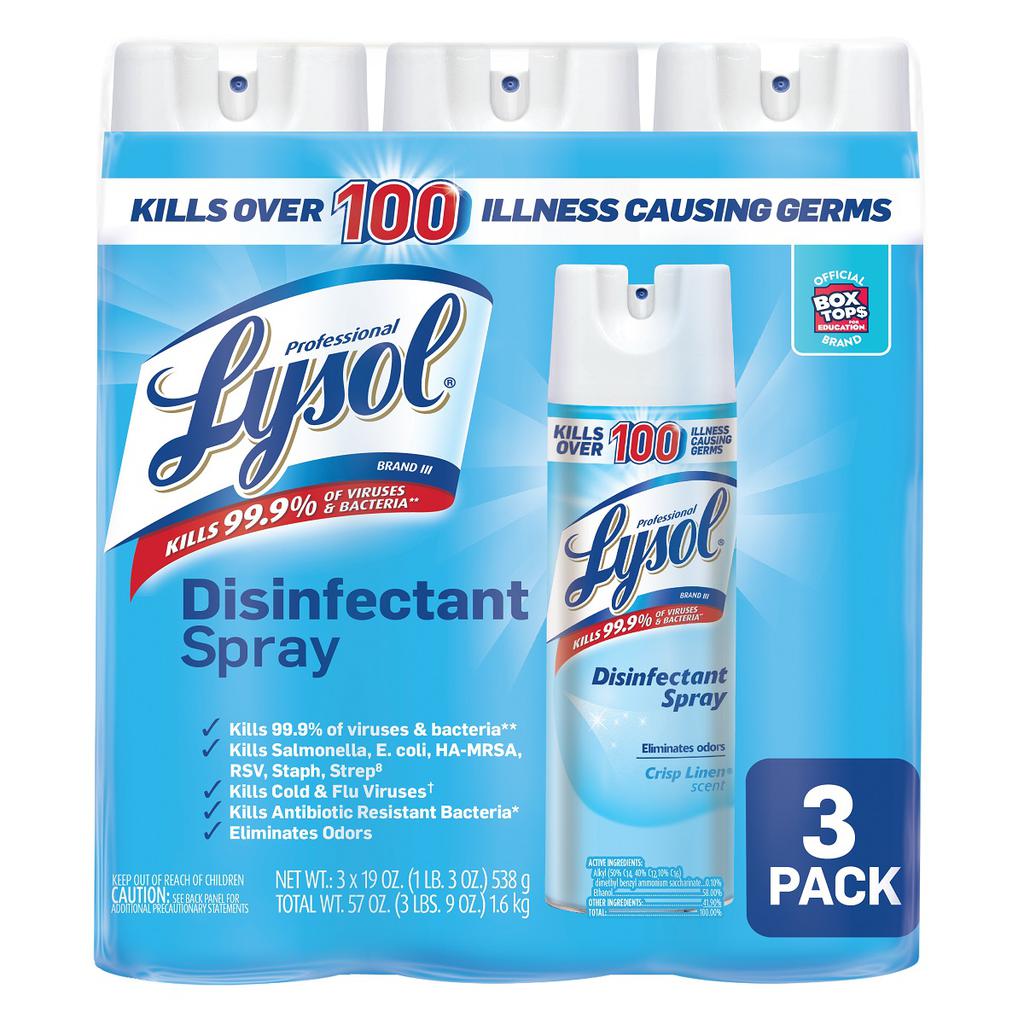 Lysol Desinfectante en Spray Aroma Crisp Linen 3 Unidades / 562 mL / 19 oz