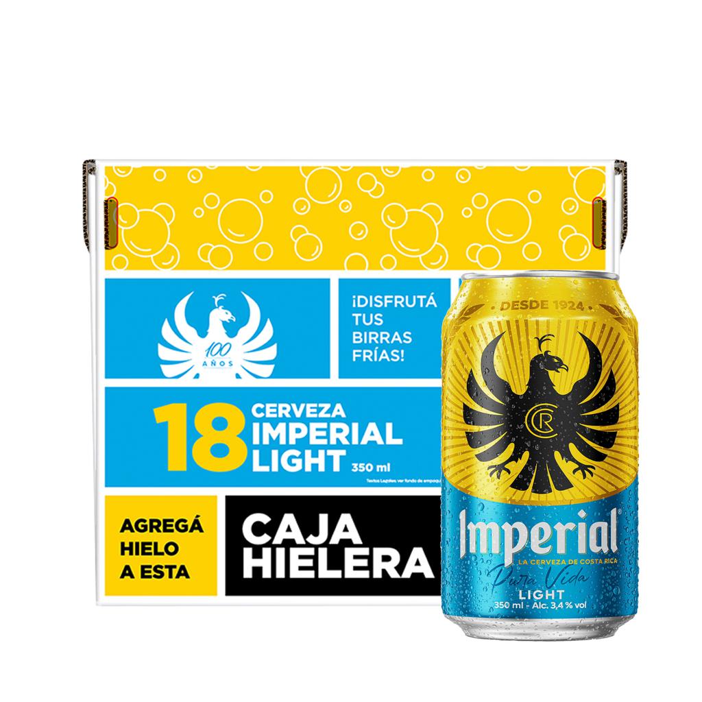 Imperial Cerveza Light 18 Unidades / 350 mL + Hielera de Cartón