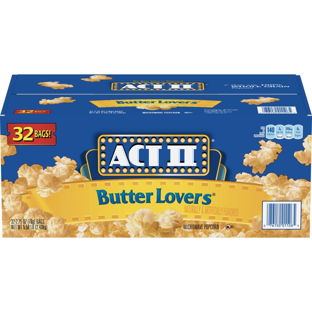 Act II Palomitas de Maíz para Horno Microondas 32 Unidades / 78 g / 2.75 oz