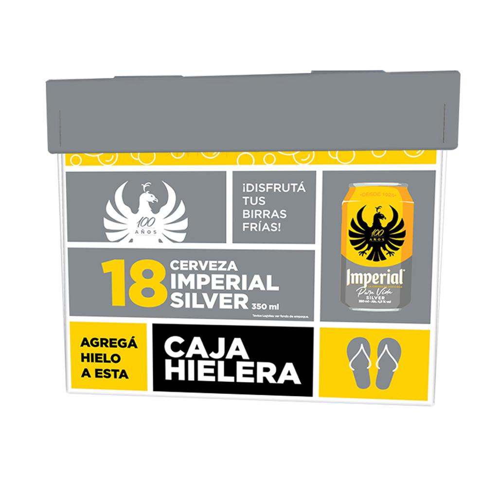 Imperial Cerveza Silver Incluye Caja Hielera 18 Unidades / 350 mL