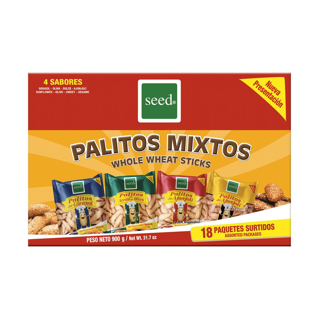 Seed Palitos de Trigo Integral Mixtos 5 Sabores Variados 18 Paquetes / 50 g / 1.7 oz
